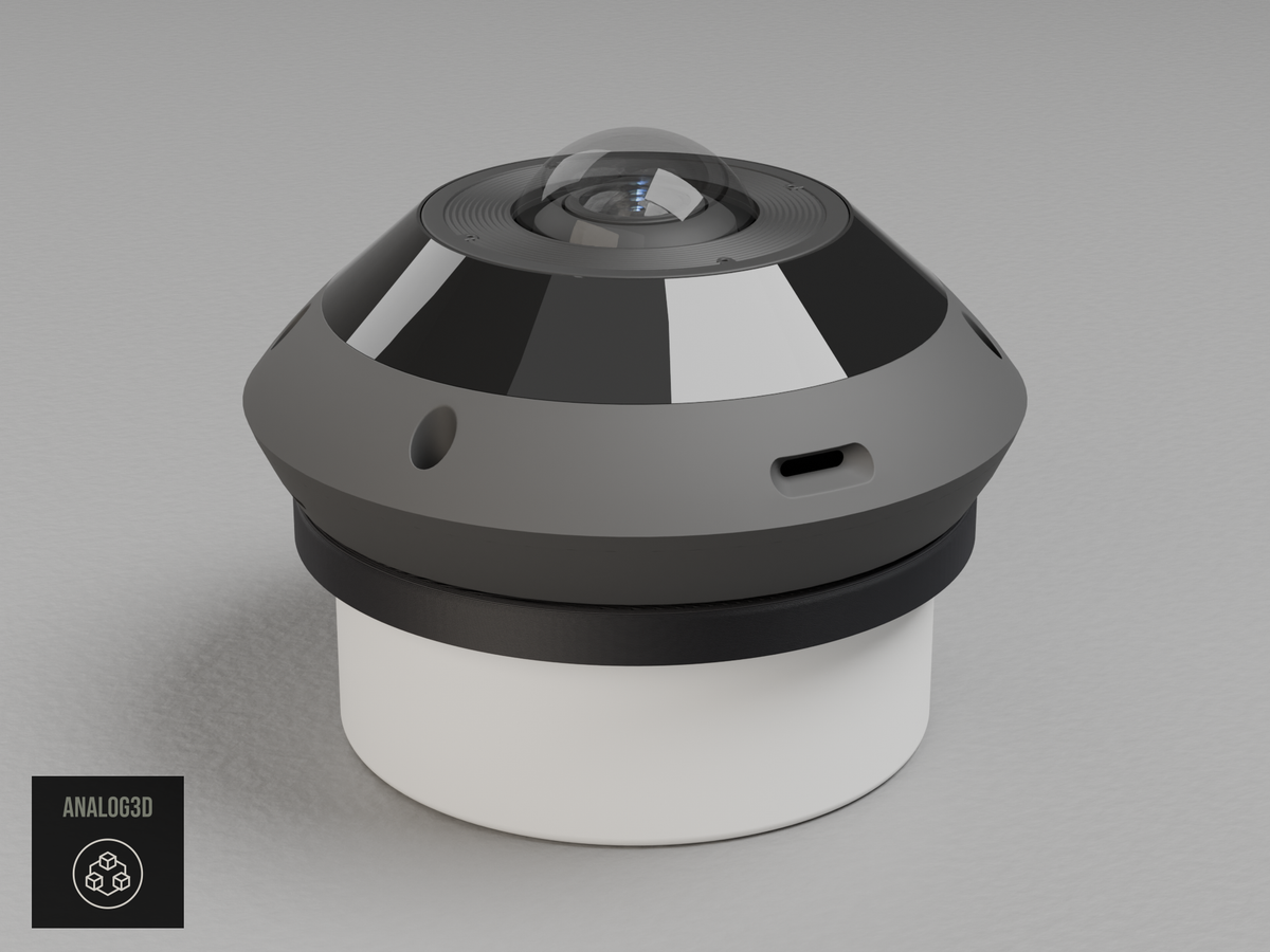 Ubiquiti UVC-G6-Pro-360 on a black PETG Hikvision CB110 adapter plate mounted on the Hikvision CB110 junction box