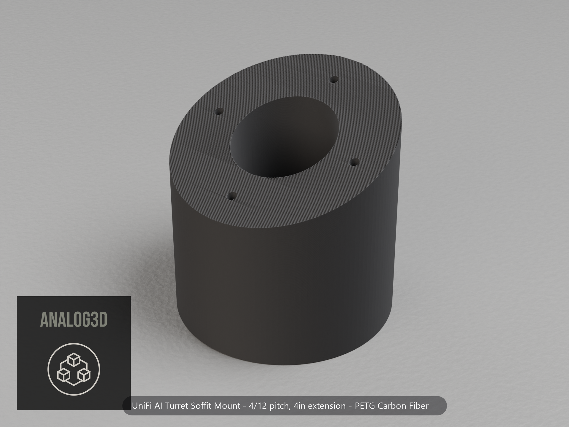ai-turret-soffit — carbon PETG product render