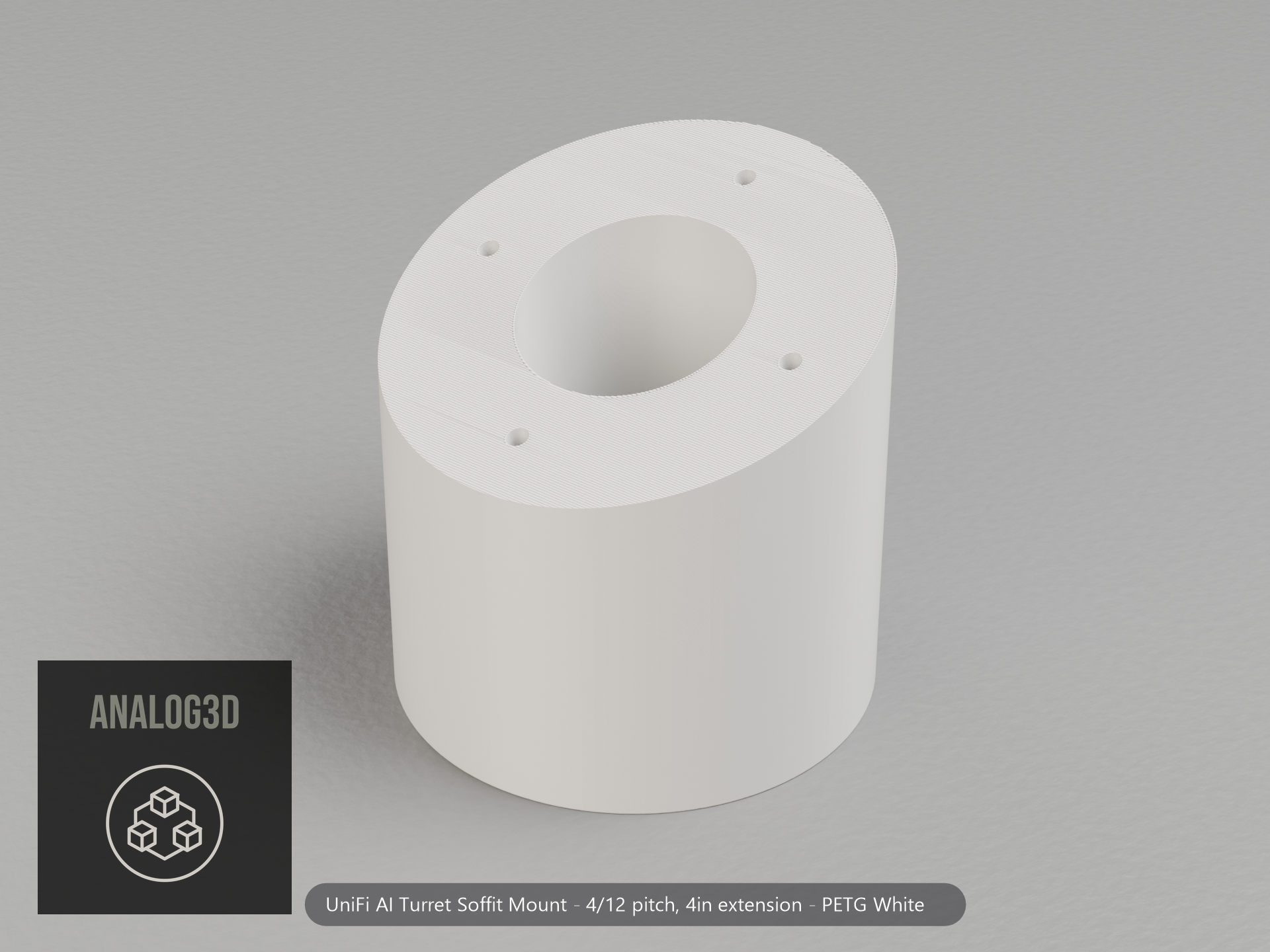 ai-turret-soffit — white PETG product render