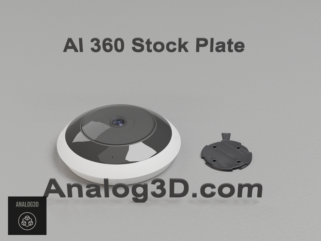 UVC-AI-360 stock mounting plate beside the Ubiquiti UVC-AI-360 camera