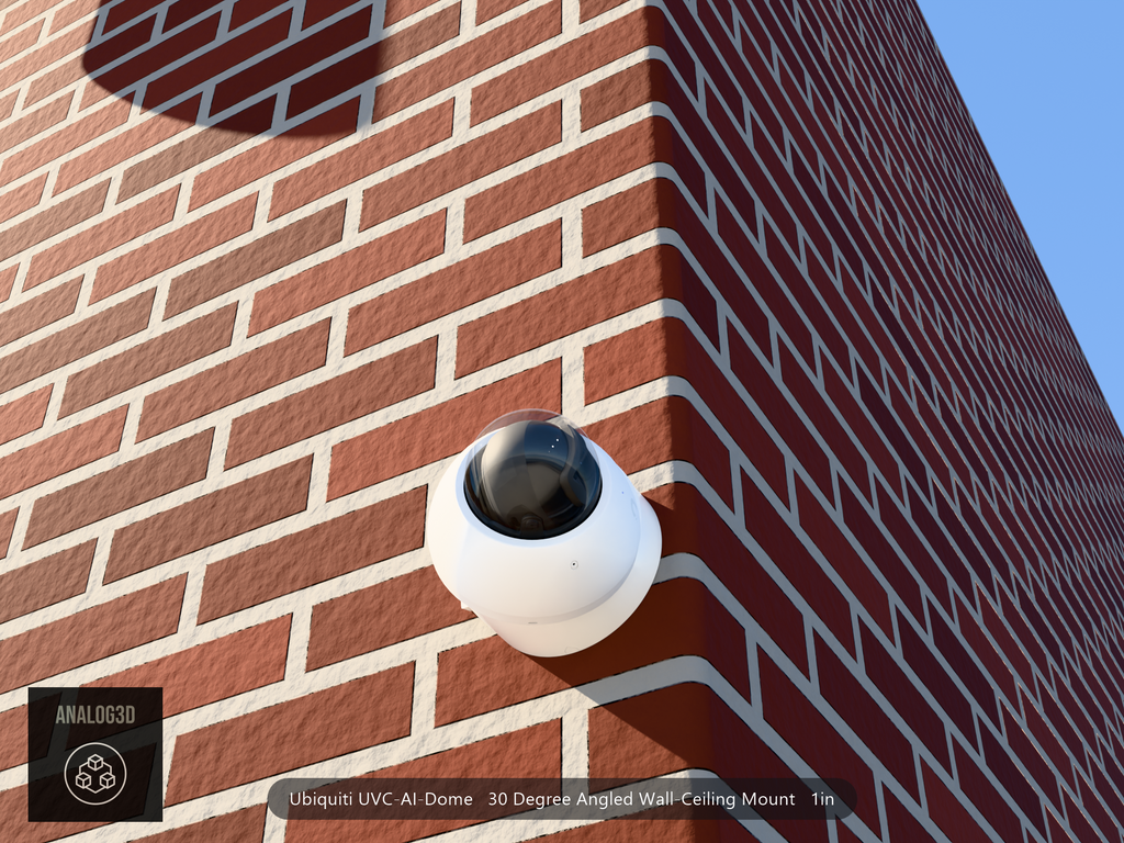 UVC-AI-Dome angled wall-ceiling mount - 30 degrees on brick (installed scene)