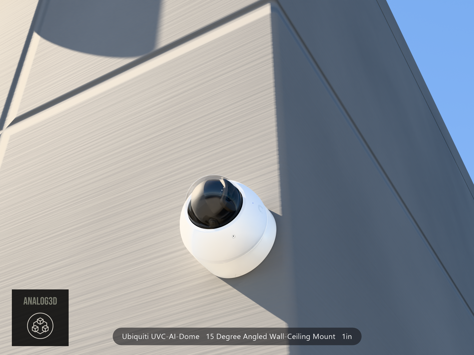 UVC-AI-Dome angled wall-ceiling mount - 15 degrees on concrete (installed scene)
