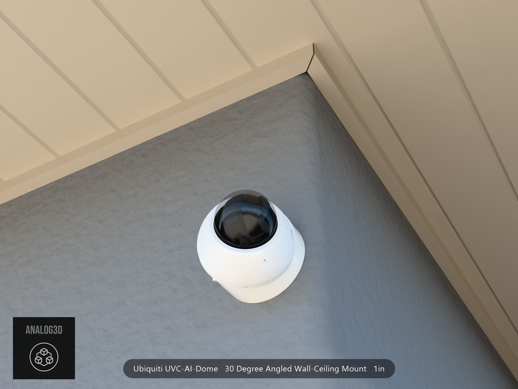 UVC-AI-Dome angled wall-ceiling mount - 30 degrees on stucco (installed scene)