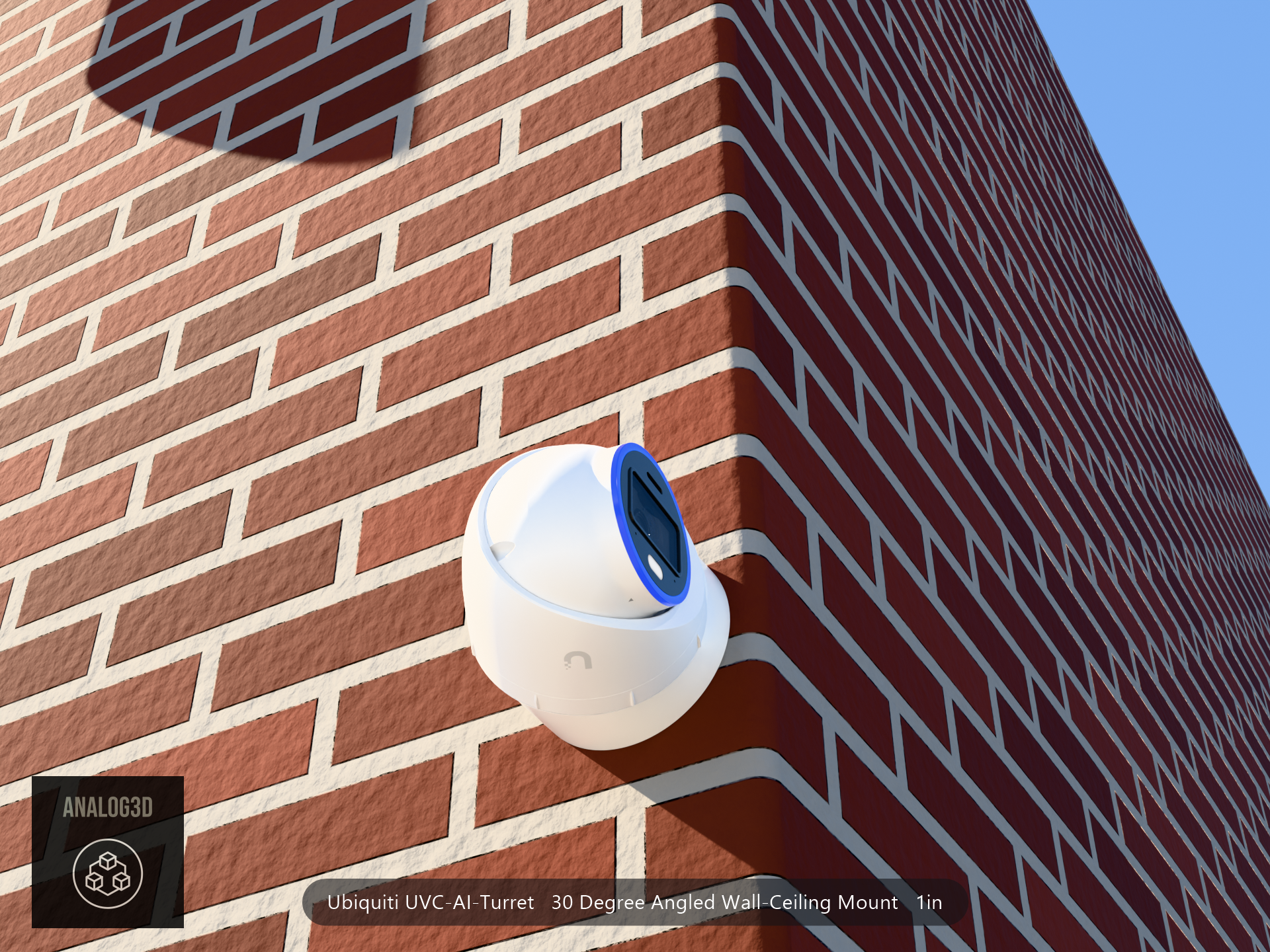 UVC-AI-Turret angled wall-ceiling mount - 30 degrees on brick (installed scene)