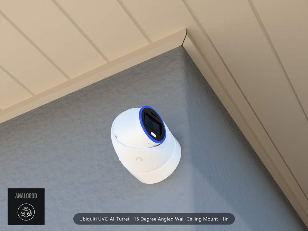 UVC-AI-Turret angled wall-ceiling mount - 15 degrees on stucco (installed scene)