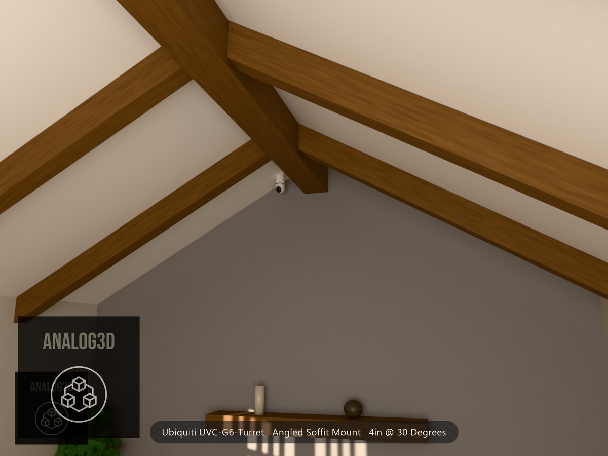 UVC-G6-Turret angled soffit mount installed on vaulted ceiling (4in @ 30 degrees)