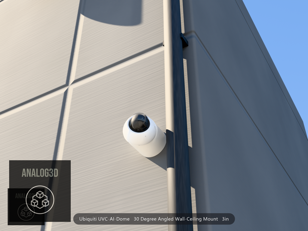 UVC-AI-Dome 30 degree angled wall-ceiling mount (3in ext3) clearing a drain pipe on concrete