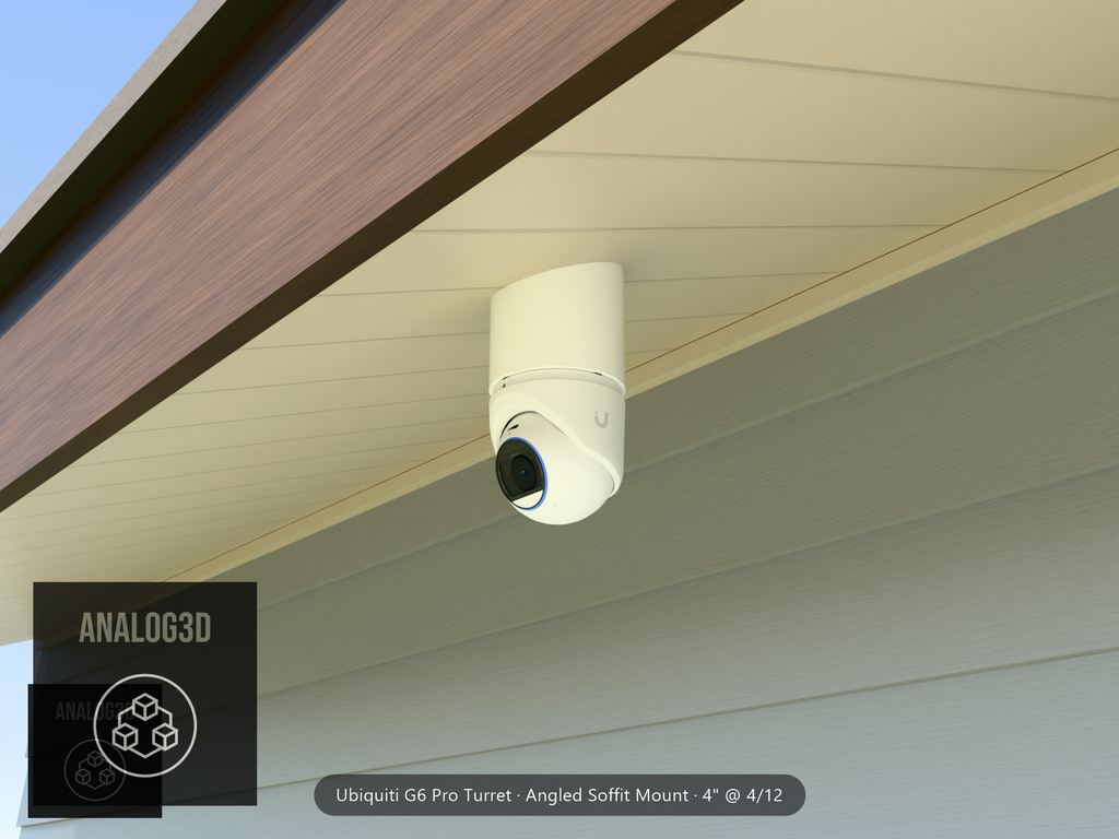 UVC-G6 Pro Turret on an angled soffit — installed scene