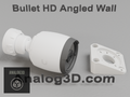 Ubiquiti UVC-Bullet camera next to its 3D printed heavy duty 22 degree angled wall mount, white PETG - Analog3D
