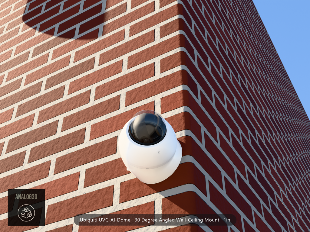UVC-AI-Dome angled wall-ceiling mount - 30 degrees on brick (installed scene)