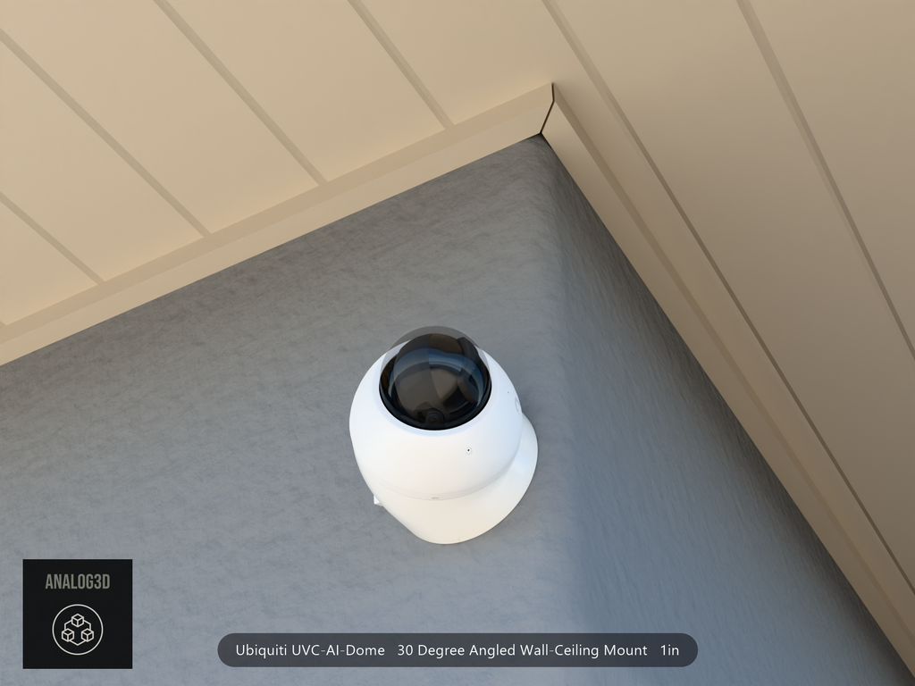 UVC-AI-Dome angled wall-ceiling mount - 30 degrees on stucco (installed scene)