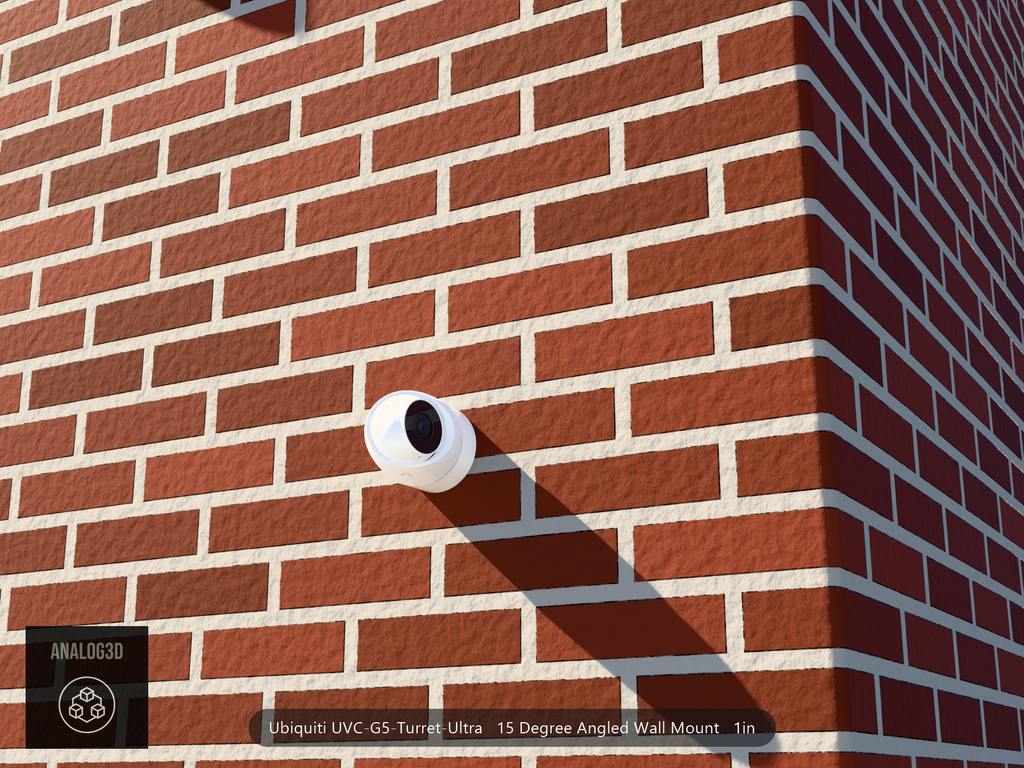 UVC-G5-Turret-Ultra angled wall-ceiling mount — 15° on brick (installed scene)
