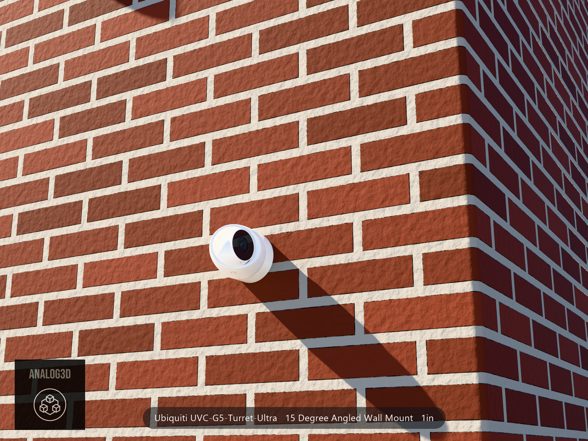 UVC-G5-Turret-Ultra angled wall-ceiling mount — 15° on brick (installed scene)