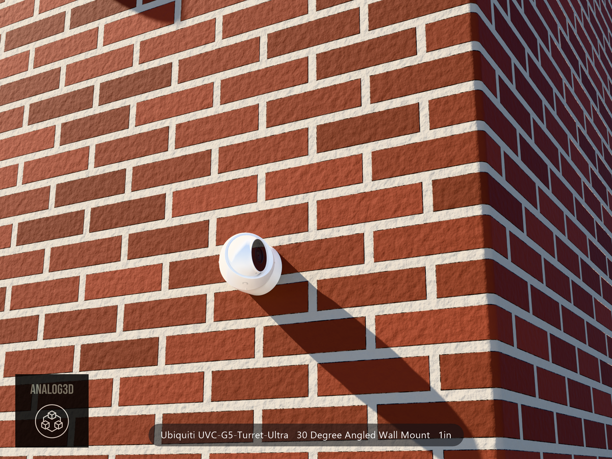 UVC-G5-Turret-Ultra angled wall-ceiling mount — 30° on brick (installed scene)