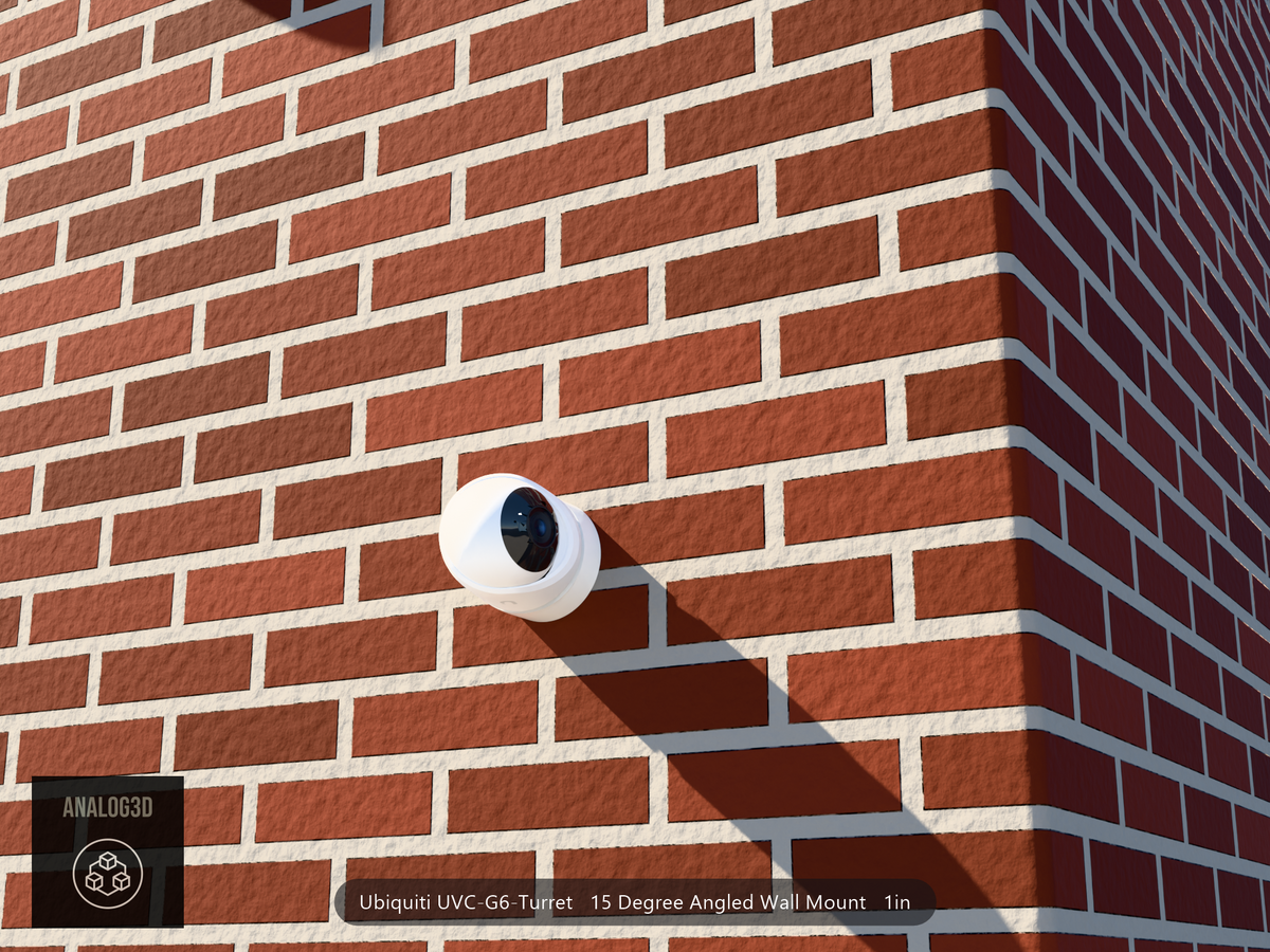 UVC-G6-Turret angled wall-ceiling mount — 15° on brick (installed scene)