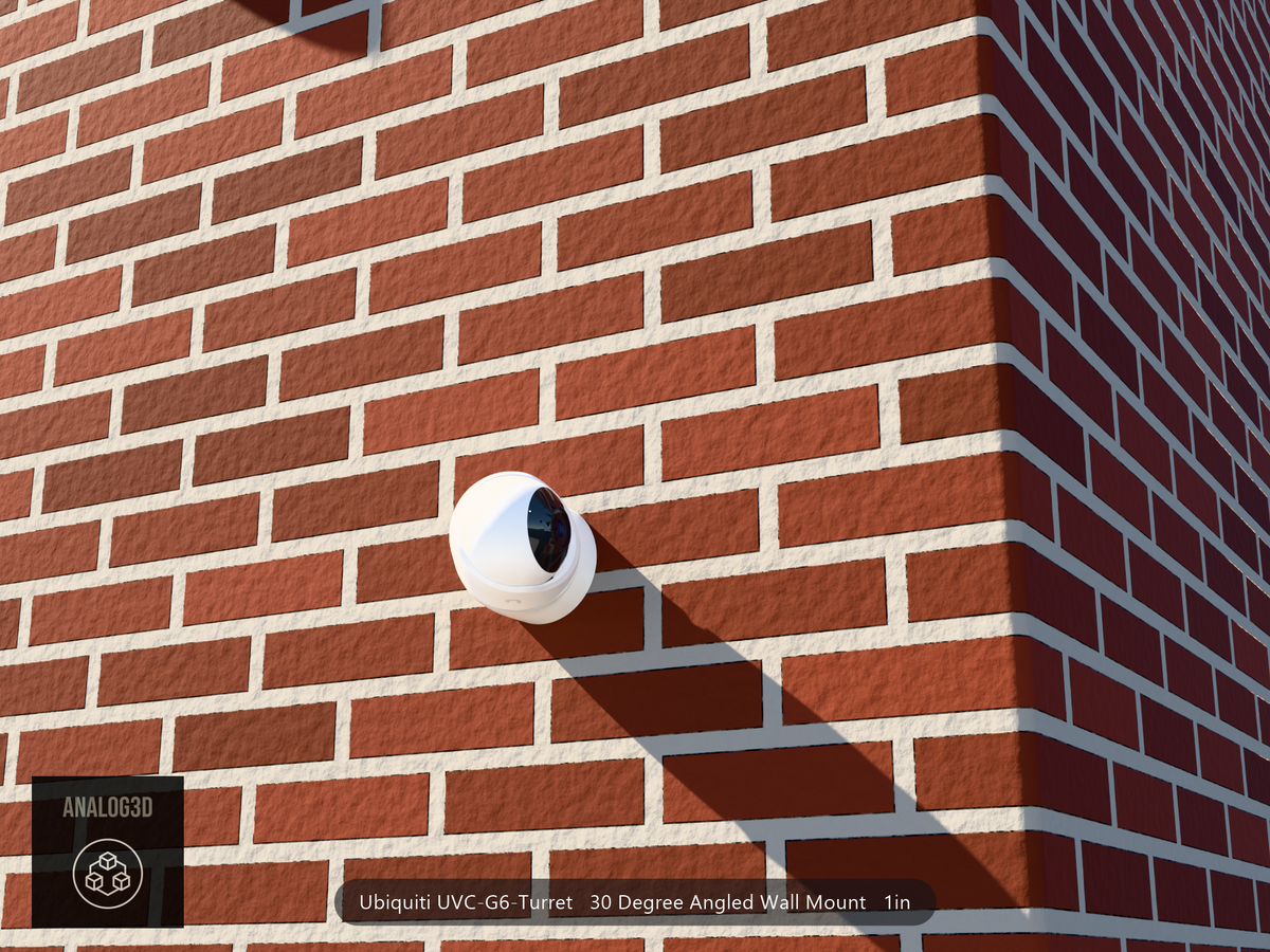 UVC-G6-Turret angled wall-ceiling mount — 30° on brick (installed scene)