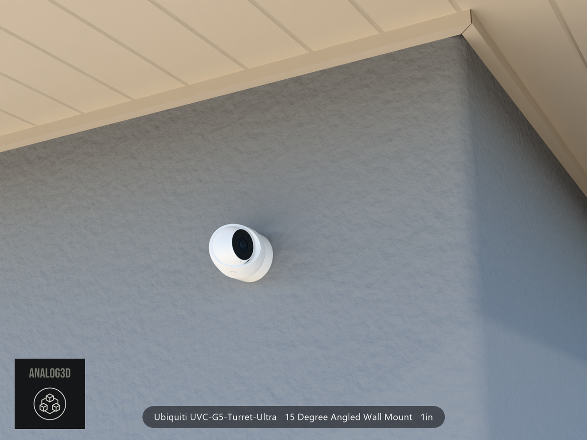 UVC-G5-Turret-Ultra angled wall-ceiling mount — 15° on stucco (installed scene)