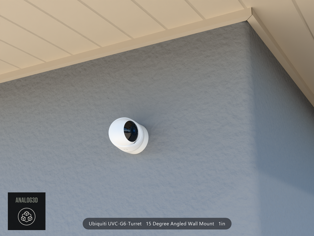 UVC-G6-Turret angled wall-ceiling mount — 15° on stucco (installed scene)