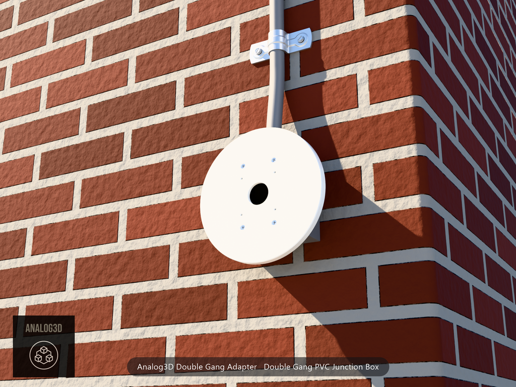 UVC-G6-Edge-Dome Double Gang electrical box adapter plate on a double gang PVC junction box, camera removed - installed scene