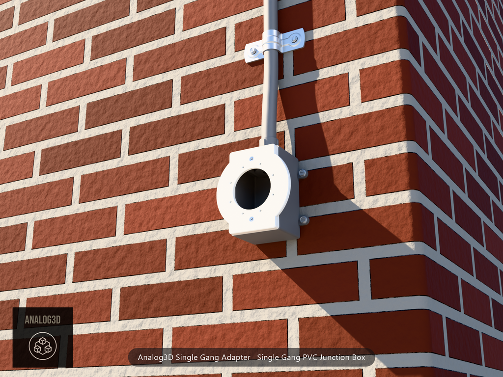 UVC-G6-Pro-Turret Single Gang electrical box adapter plate on a single gang PVC junction box, camera removed - installed scene