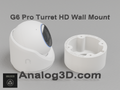 Ubiquiti UVC-G6-Pro-Turret camera next to its 3D printed heavy duty wall-ceiling mount, white PETG - Analog3D