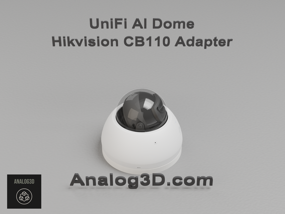 UniFi AI Dome installed on the Hikvision CB110 adapter plate - white PETG