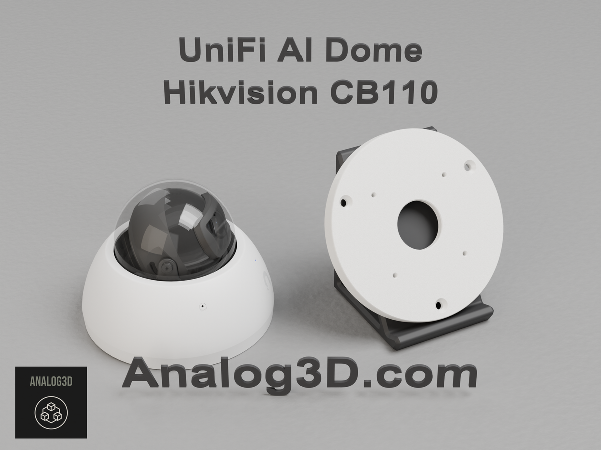 UniFi AI Dome on the Hikvision CB110 adapter plate - white PETG