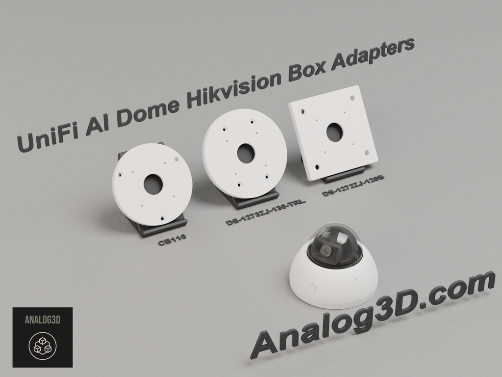 UniFi AI Dome Hikvision box adapter plates - CB110, DS-1273ZJ-130-TRL, DS-1272ZJ-120B - white PETG