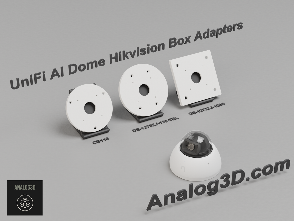 UniFi AI Dome Hikvision box adapter plates - CB110, DS-1273ZJ-130-TRL, DS-1272ZJ-120B - white PETG