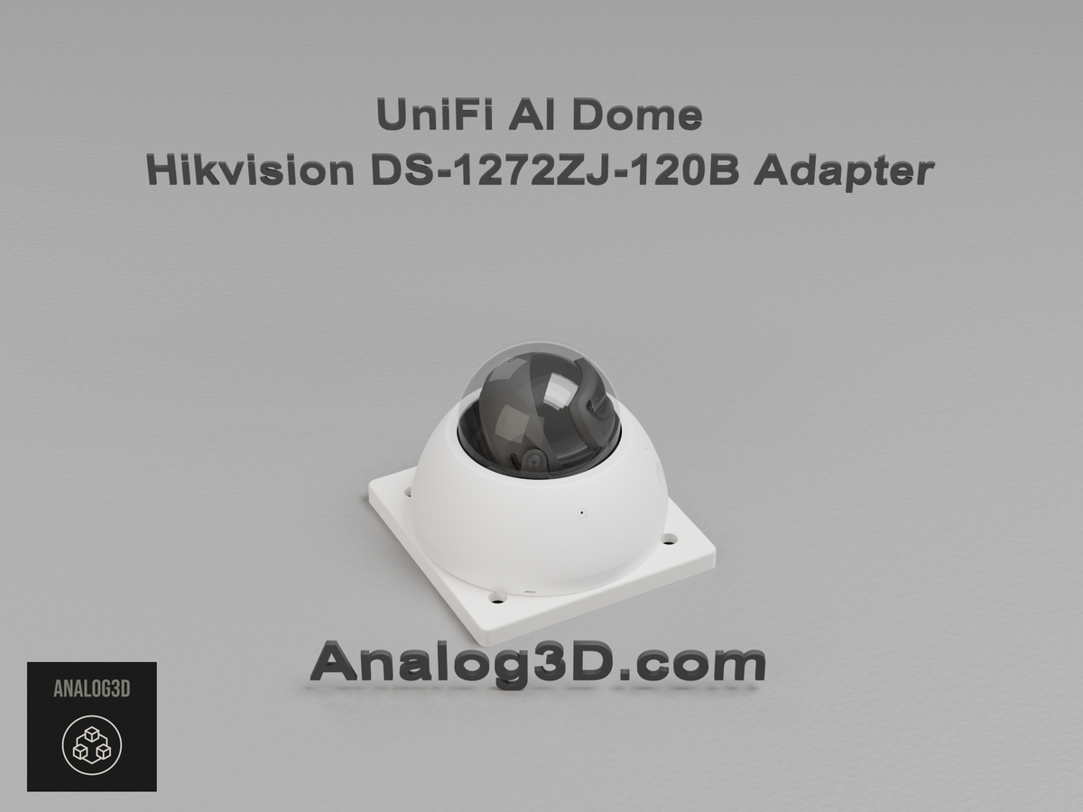 UniFi AI Dome installed on the Hikvision DS-1272ZJ-120B adapter plate - white PETG