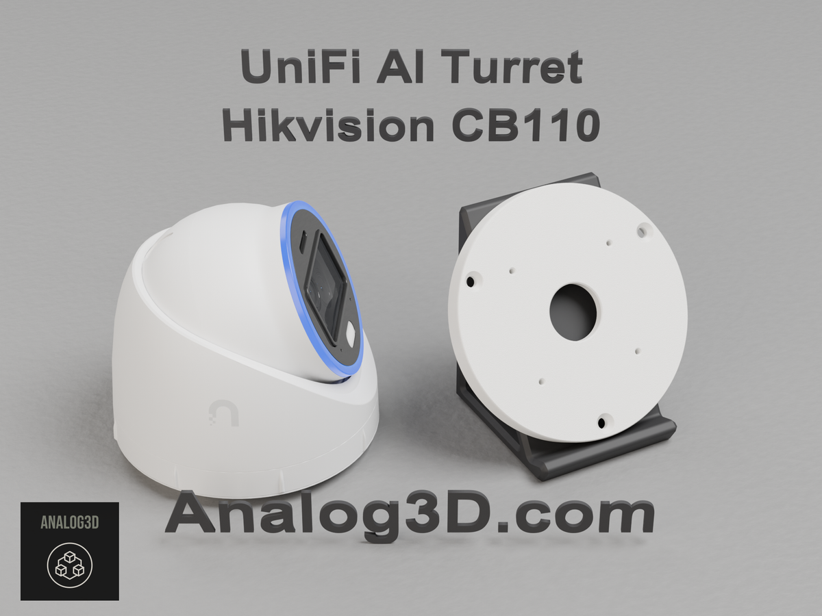 UniFi AI Turret on the Hikvision CB110 adapter plate - white PETG