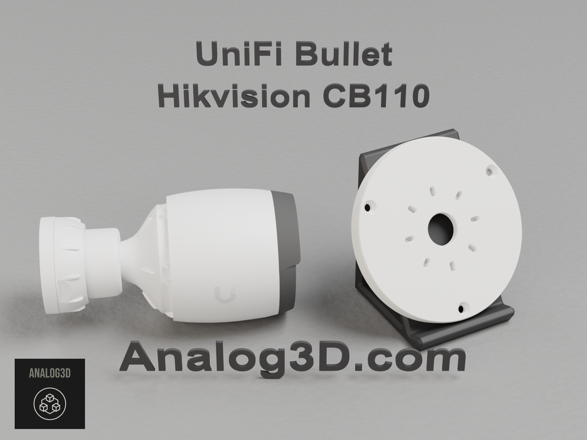 UniFi Bullet on the Hikvision CB110 adapter plate - white PETG