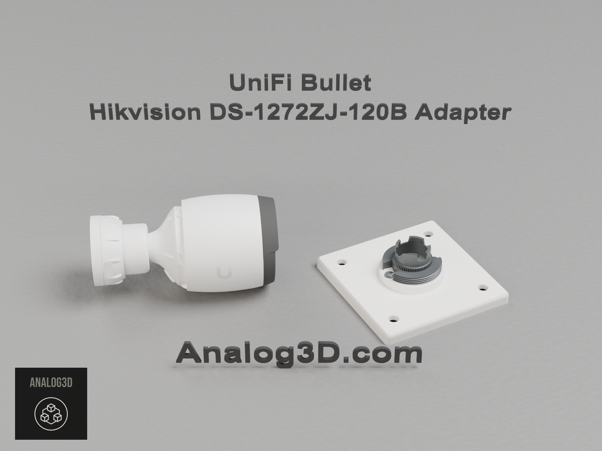 UniFi Bullet installed on the Hikvision DS-1272ZJ-120B adapter plate - white PETG
