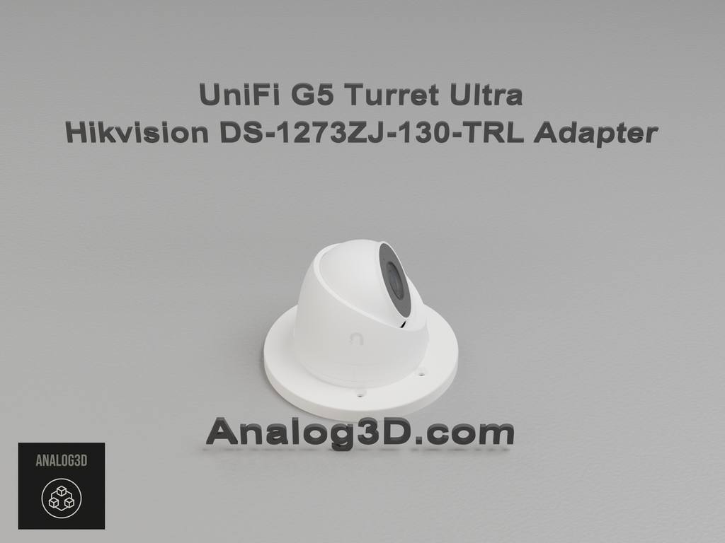 UniFi G5 Turret Ultra installed on the Hikvision DS-1273ZJ-130-TRL adapter plate - white PETG