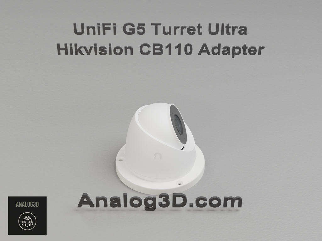 UniFi G5 Turret Ultra installed on the Hikvision CB110 adapter plate - white PETG