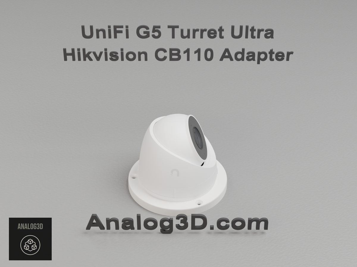 UniFi G5 Turret Ultra installed on the Hikvision CB110 adapter plate - white PETG