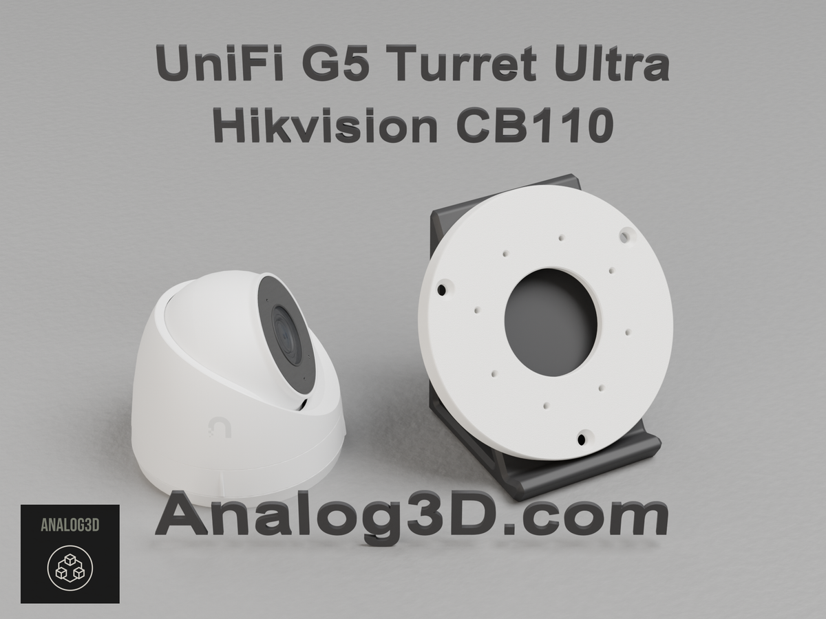 UniFi G5 Turret Ultra on the Hikvision CB110 adapter plate - white PETG