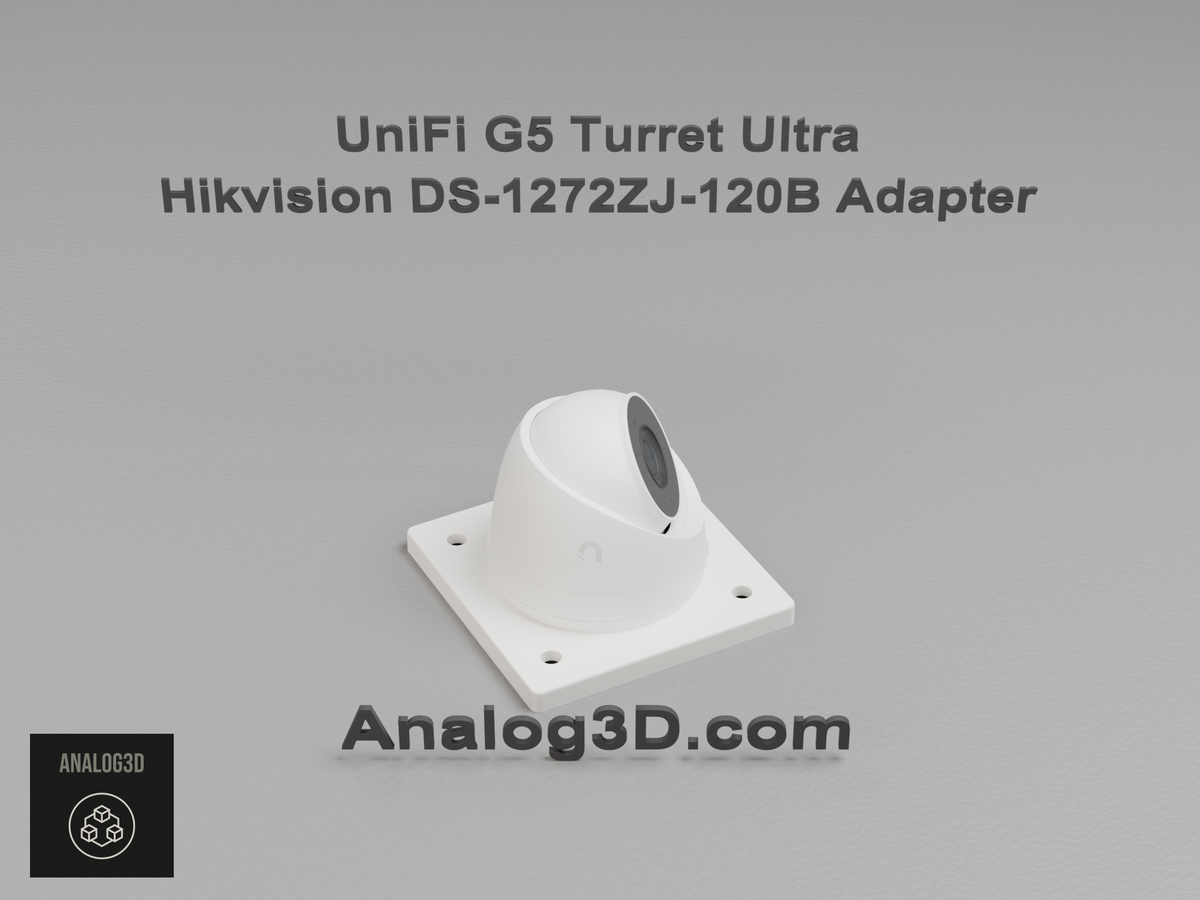 UniFi G5 Turret Ultra installed on the Hikvision DS-1272ZJ-120B adapter plate - white PETG