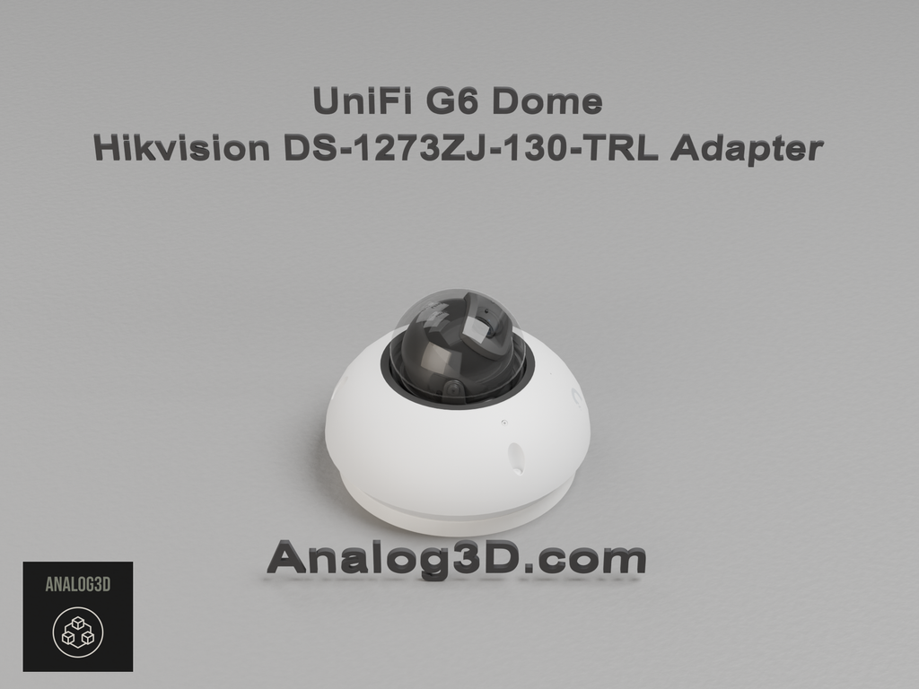 UniFi G6 Dome installed on the Hikvision DS-1273ZJ-130-TRL adapter plate - white PETG