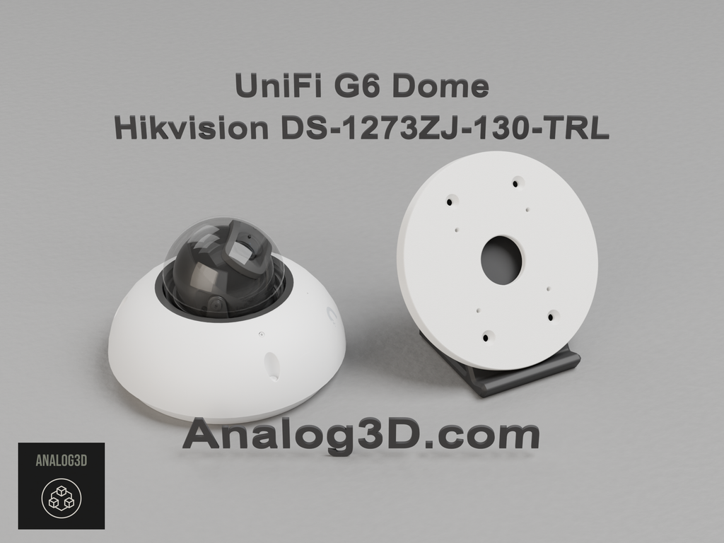 UniFi G6 Dome on the Hikvision DS-1273ZJ-130-TRL adapter plate - white PETG