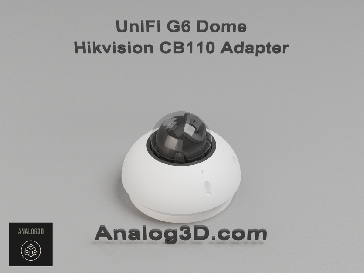 UniFi G6 Dome installed on the Hikvision CB110 adapter plate - white PETG