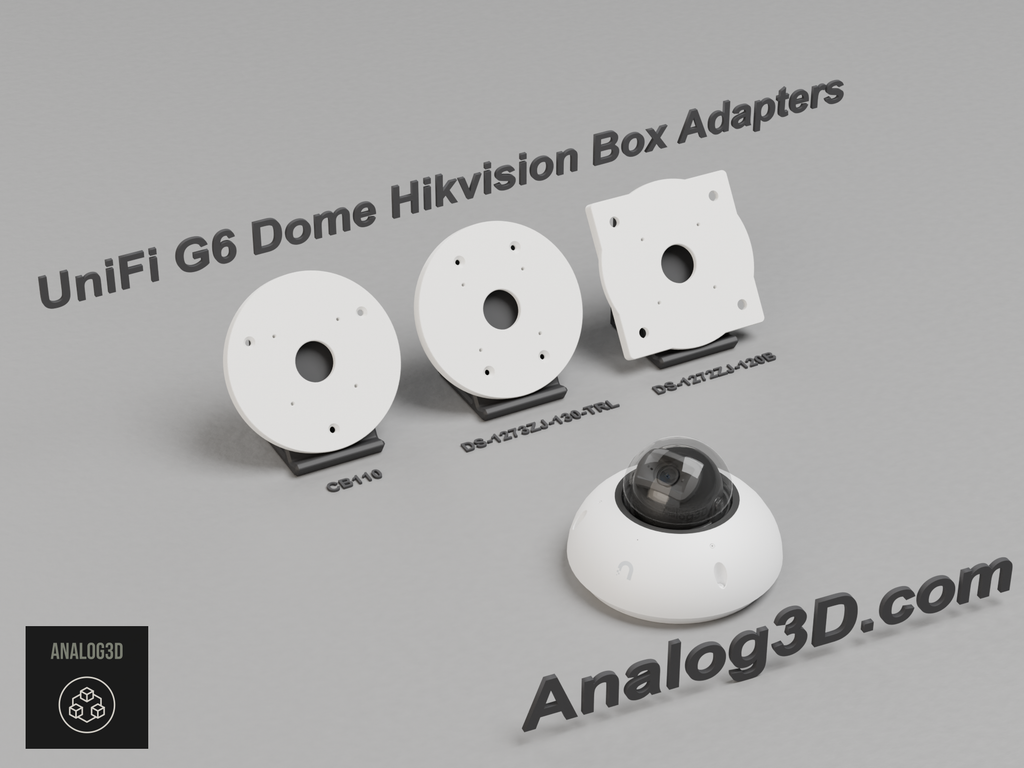 UniFi G6 Dome Hikvision box adapter plates - CB110, DS-1273ZJ-130-TRL, DS-1272ZJ-120B - white PETG
