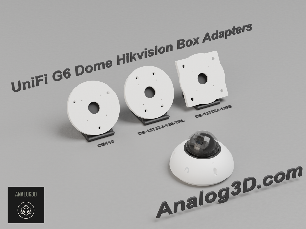 UniFi G6 Dome Hikvision box adapter plates - CB110, DS-1273ZJ-130-TRL, DS-1272ZJ-120B - white PETG