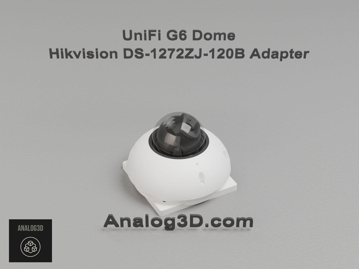UniFi G6 Dome installed on the Hikvision DS-1272ZJ-120B adapter plate - white PETG