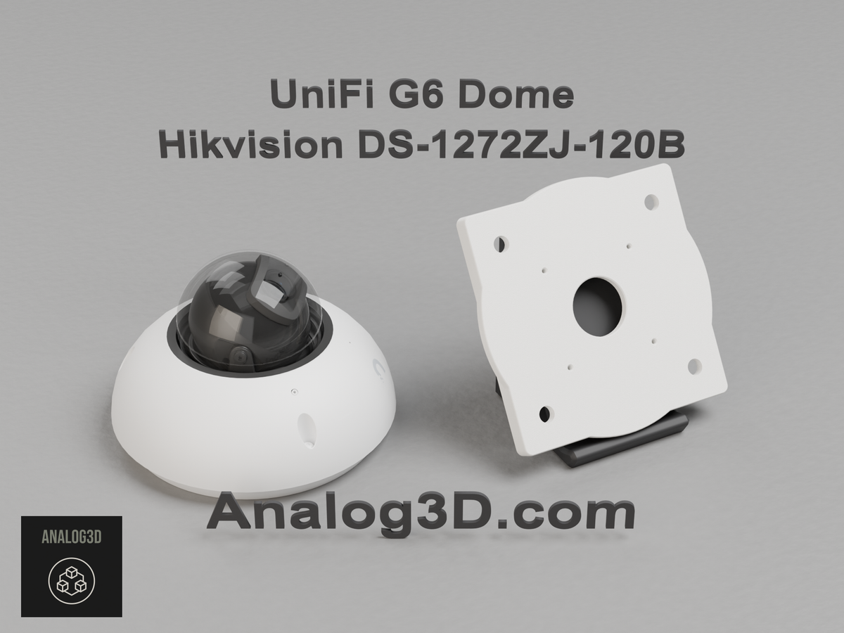 UniFi G6 Dome on the Hikvision DS-1272ZJ-120B adapter plate - white PETG