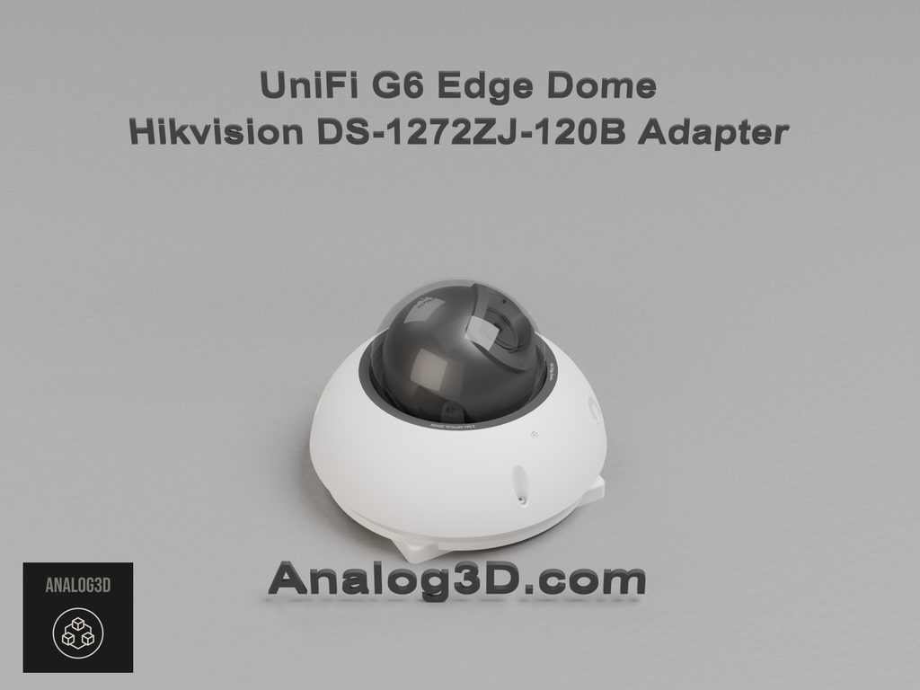 UniFi G6 Edge Dome installed on the Hikvision DS-1272ZJ-120B adapter plate - white PETG