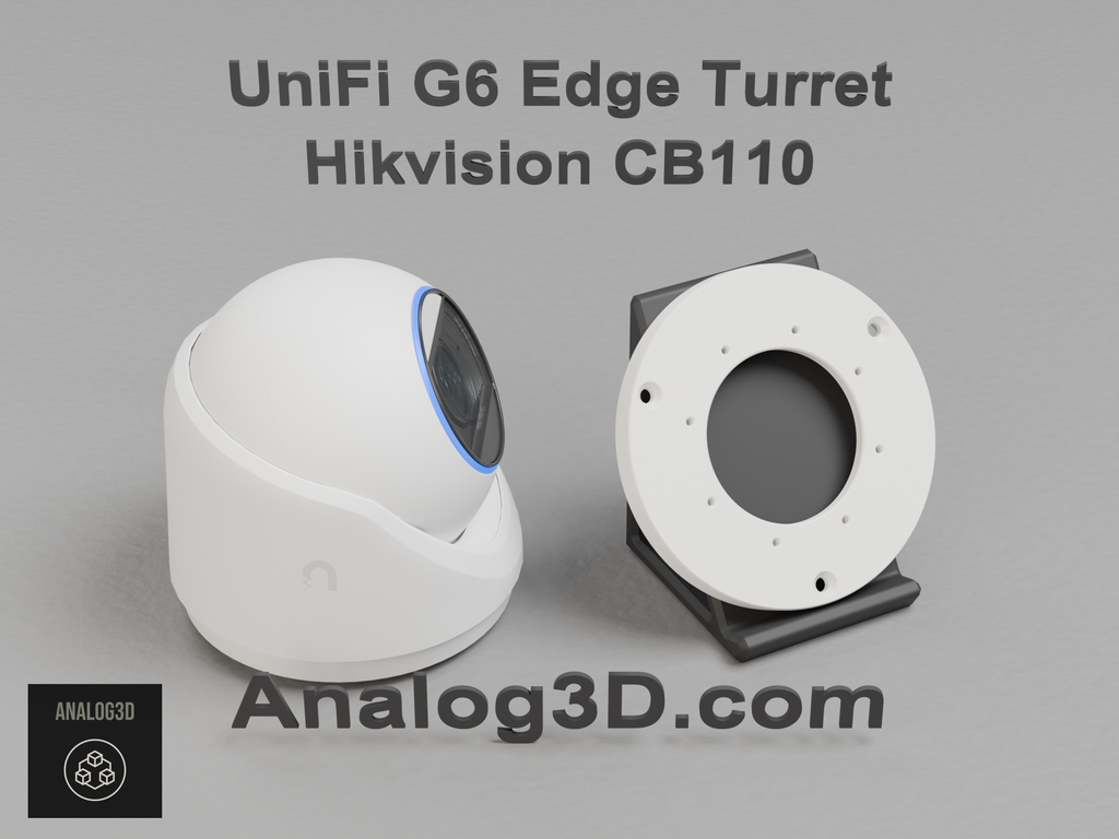 UniFi G6 Edge Turret on the Hikvision CB110 adapter plate - white PETG