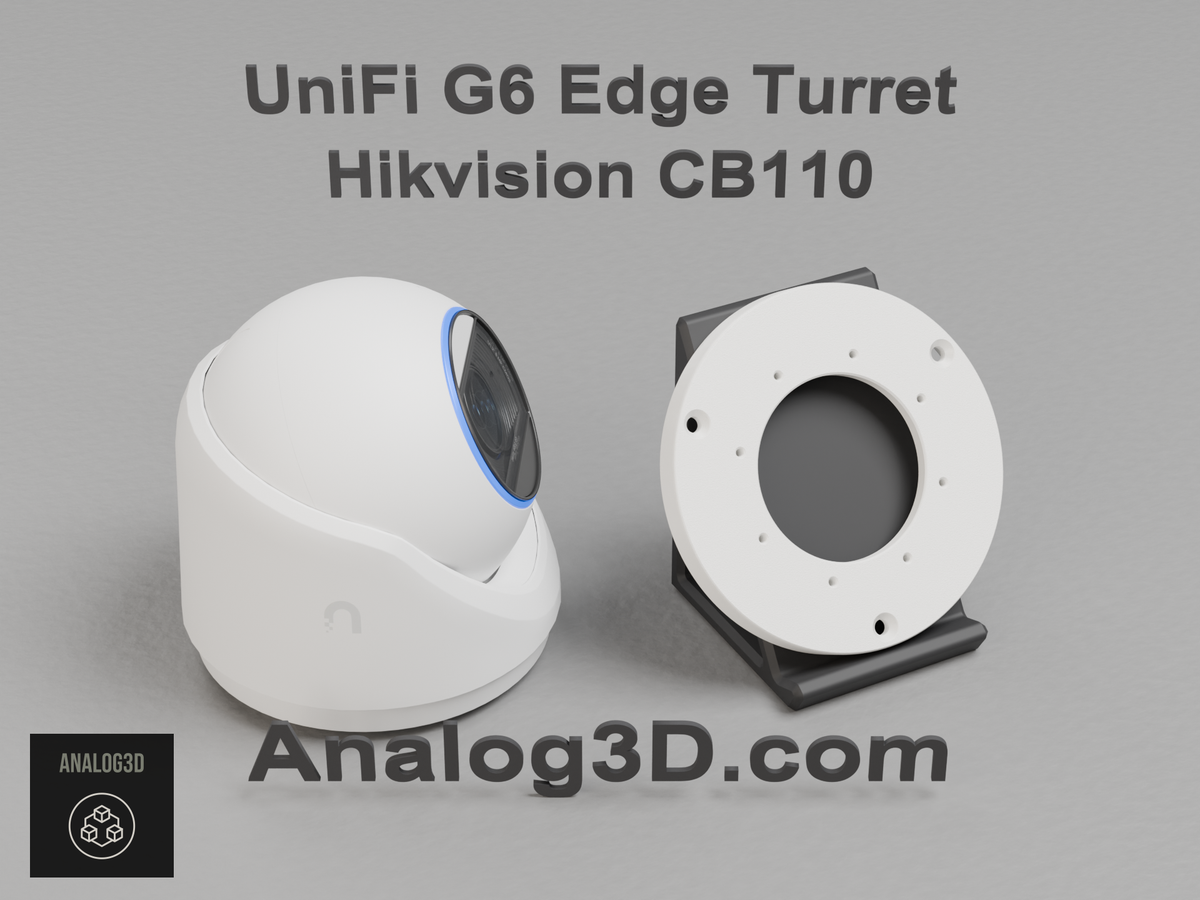 UniFi G6 Edge Turret on the Hikvision CB110 adapter plate - white PETG
