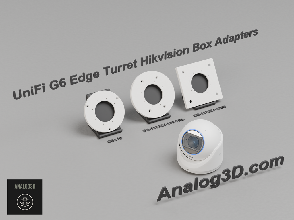 UniFi G6 Edge Turret Hikvision box adapter plates - CB110, DS-1273ZJ-130-TRL, DS-1272ZJ-120B - white PETG