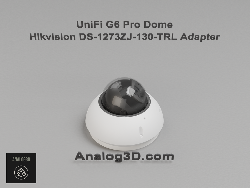 UniFi G6 Pro Dome installed on the Hikvision DS-1273ZJ-130-TRL adapter plate - white PETG